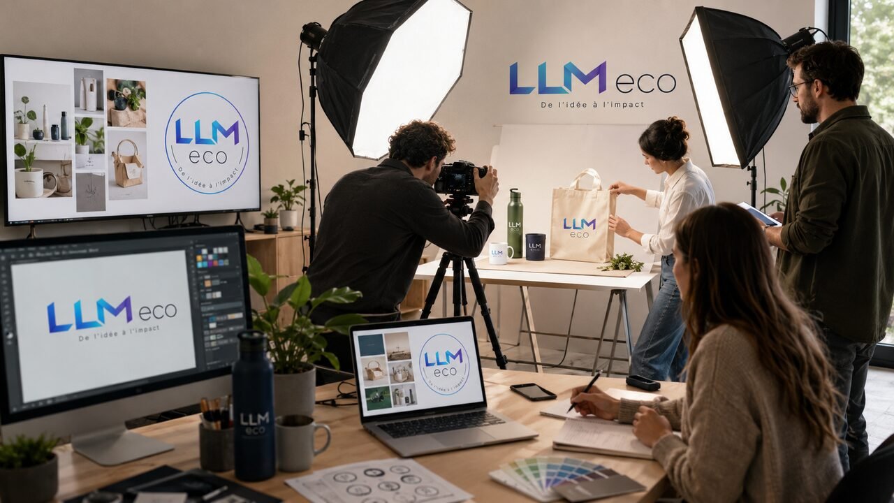 Équipe en création de contenus et tournage
